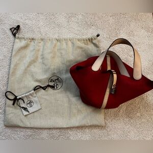 HERMES Taurillon Clemence Swift Picotin Lock 22 MM Rouge Tomate Rose Eglantine X